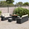 vidaXL Conjunto de Sof&aacute; de Jardim com almofada 9 pcs Preto e Creme