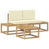 vidaXL Conjunto de Sof&aacute;s para Exterior 3 pcs Branco e Creme Poli&eacute;ster