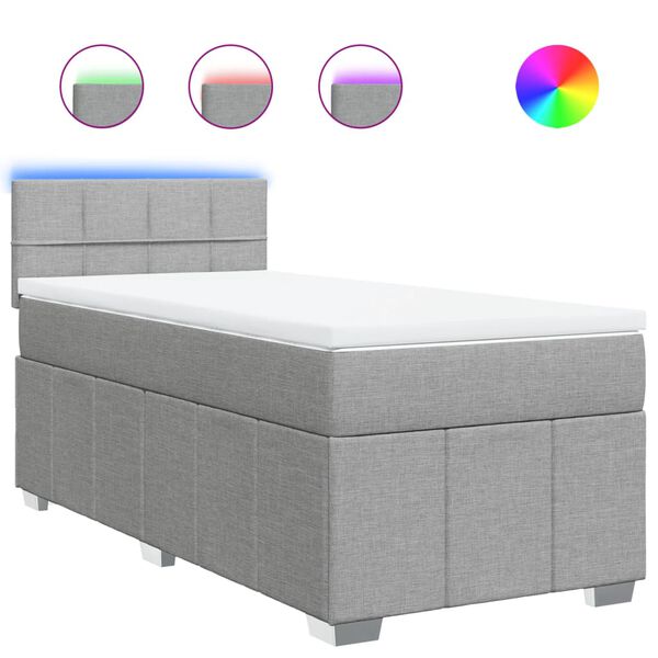 vidaXL Cama com molas/colch&atilde;o 90x200 cm tecido cinza-claro