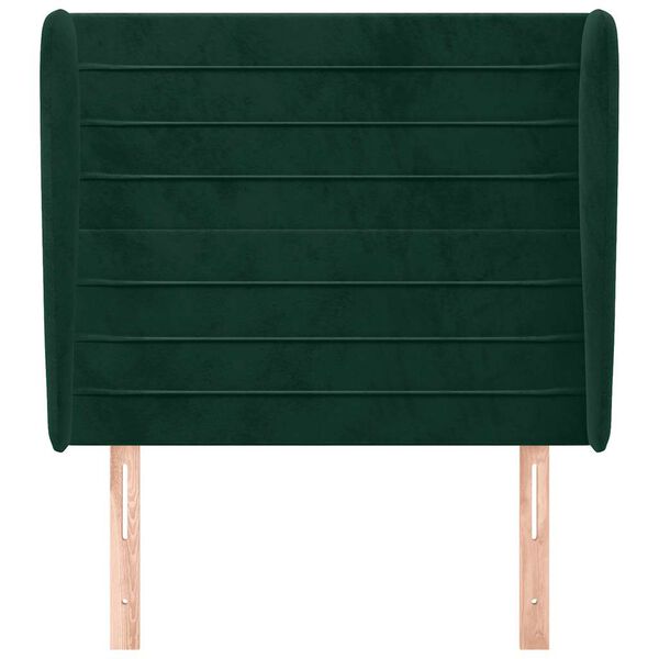 vidaXL Cabeceira de cama c/ abas veludo 83x23x118/128 cm verde-escuro