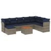 vidaXL Conjunto de sof&aacute; de jardim de 9 pe&ccedil;as com almofadas em rattan sint&eacute;tico cinza