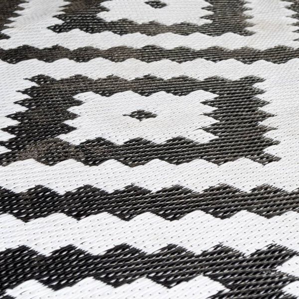 Bo-Camp Tapete de exterior Chill mat Lewisham M 2x1,8 m preto e branco