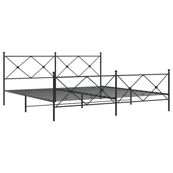 vidaXL Estrutura de cama com cabeceira e pés 193x203 cm metal preto