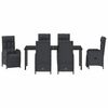 vidaXL Conjunto de Jantar para Jardim com almofada 7 pcs Preto vime PE