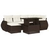vidaXL 7 pcs conjunto de sof&aacute;s jardim c/ almofad&otilde;es vime PE castanho