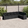 vidaXL 7 pcs conjunto de sofás p/ jardim c/ almofadões vime PE preto
