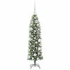 vidaXL &Aacute;rvore Slim de Natal Artificial Verde e Branco 120 cm