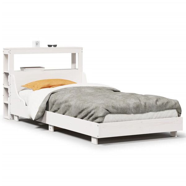 vidaXL Cama sem colch&atilde;o 100x200 cm madeira de pinho maci&ccedil;a branco