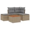 vidaXL 5 pcs conjunto de sof&aacute;s p/ jardim com almofad&otilde;es vime PE bege