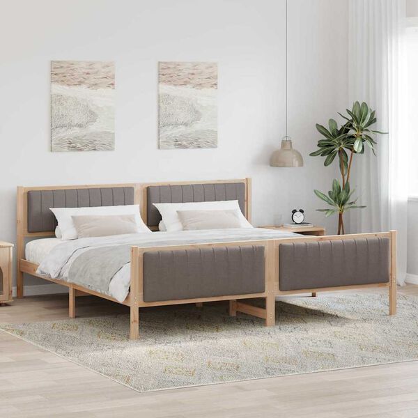 vidaXL Estrutura da cama com cabeceira Marrom e taupe 200 x 200 cm