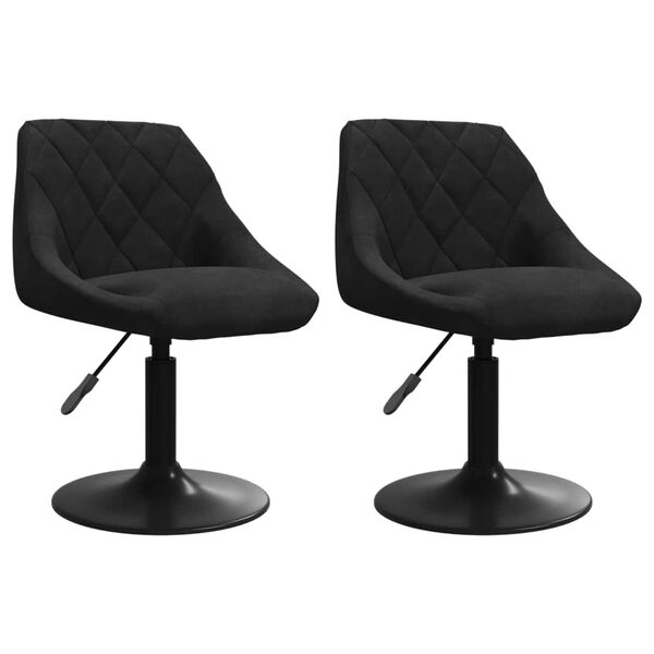 vidaXL Cadeiras de jantar giratórias 2 pcs veludo preto