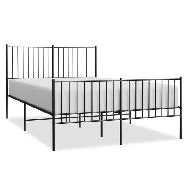 vidaXL Estrutura de cama com cabeceira e p&eacute;s 140x190 cm metal preto