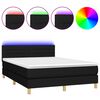 vidaXL Cama box spring c/ colch&atilde;o e LED 140x190 cm tecido preto