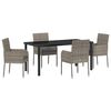 vidaXL Conjunto de Jantar para Jardim 5 unid. Cinzeto vime PE