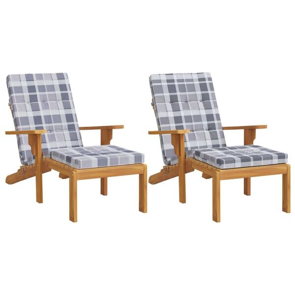 vidaXL Almofad&otilde;es p/ cadeira terra&ccedil;o 2 pcs tecido oxford xadrez cinza