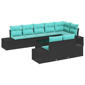 vidaXL Conjunto de Sof&aacute; de Jardim 9 unid. Preto vime PE