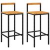 vidaXL Bancos de bar 2 pcs vime PE e madeira de ac&aacute;cia maci&ccedil;a preto