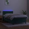 vidaXL Cama box spring c/ colch&atilde;o/LED 80x200 cm veludo verde-escuro