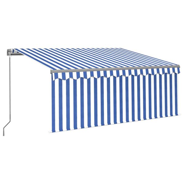 vidaXL Toldo retr&aacute;til manual com estore 3x2,5 m azul e branco