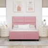vidaXL Cama Box com cabeceira Rosa 140 x 190 cm Veludo