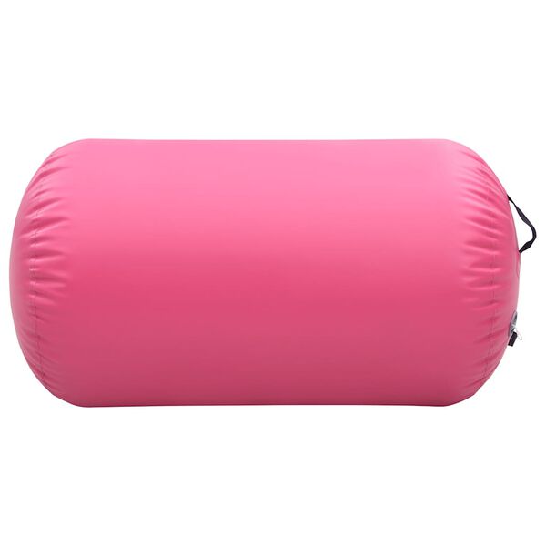 vidaXL Rolo de gin&aacute;stica/yoga insufl&aacute;vel com bomba 100x60 cm PVC rosa