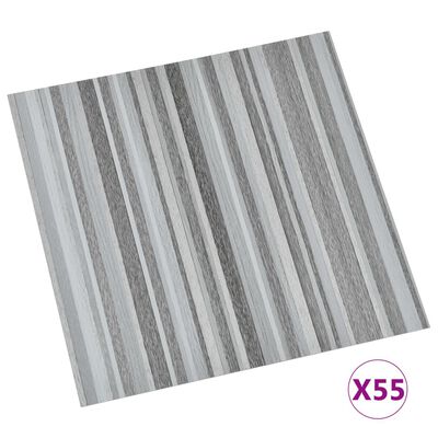 vidaXL Tábuas de soalho autoadesivas 55 pcs 5,11 m² PVC cinzento-claro