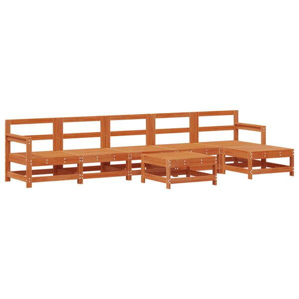 vidaXL Conjunto de Lounge de Jardim 7 pcs Castanho Cera