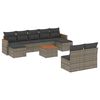 vidaXL 10 pcs conjunto sof&aacute;s de jardim c/ almofad&otilde;es vime PE cinzento