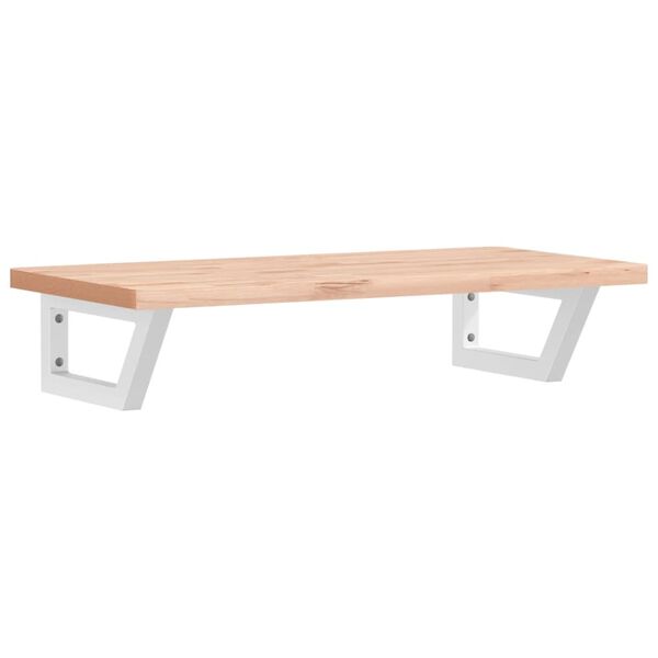 vidaXL Prateleira de parede p/ lavat&oacute;rio a&ccedil;o/madeira de faia maci&ccedil;a