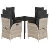 vidaXL 5 pcs conjunto de jantar p/ jardim c/ almofad&otilde;es cinzento claro