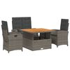 vidaXL 4 pcs conjunto de jantar p/ jardim c/ almofad&otilde;es vime PE cinza