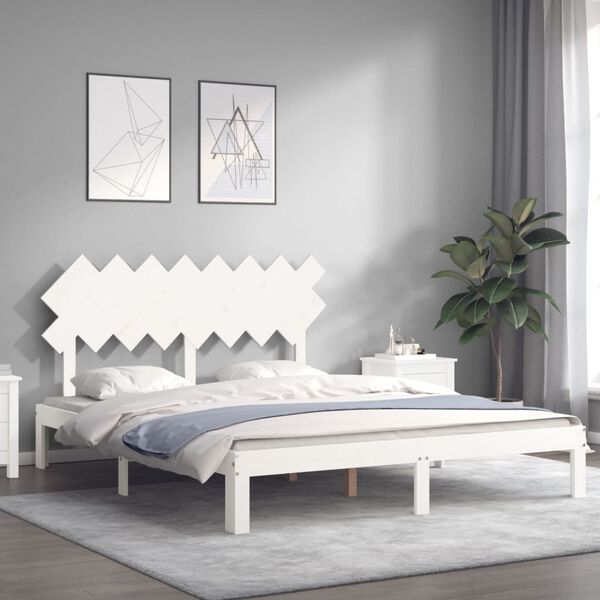 vidaXL Cama sem colch&atilde;o 160x200 cm madeira de pinho maci&ccedil;a branco