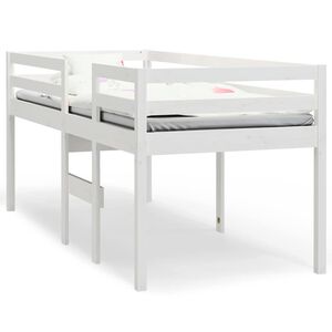 vidaXL Cama alta 90x200 cm madeira de pinho maci&ccedil;a branco