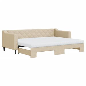 vidaXL Sof&aacute;-cama c/ gavet&atilde;o e colch&otilde;es 80x200 cm tecido cor creme