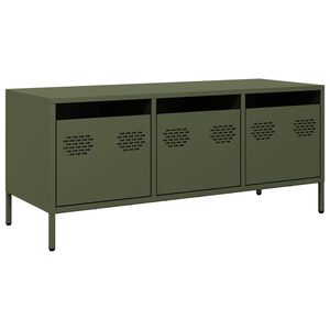 vidaXL M&oacute;vel de TV 101,5x39x43,5 cm a&ccedil;o laminado a frio verde-azeitona