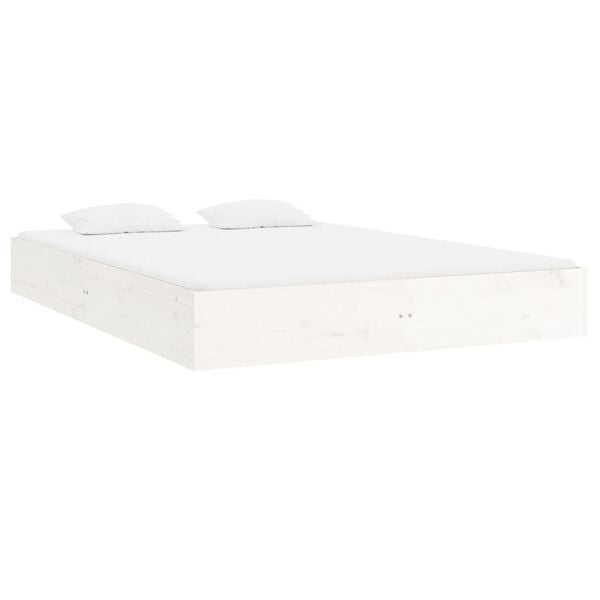 vidaXL Estrutura de cama king 150x200 cm madeira maci&ccedil;a branco