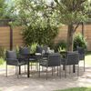 vidaXL Conjunto de Jantar para Jardim 7 pcs Preto e Cinza Rattan de PE