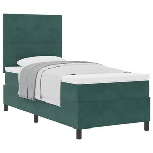 vidaXL Cama Box com colch&atilde;o Verde Escuro 80 x 200 cm tecido
