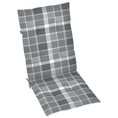 vidaXL Cadeiras jardim c/ almofadões xadrez cinzento 2 pcs teca maciça