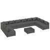 vidaXL 11 pcs conjunto lounge de jardim c/ almofad&otilde;es vime PE cinzento