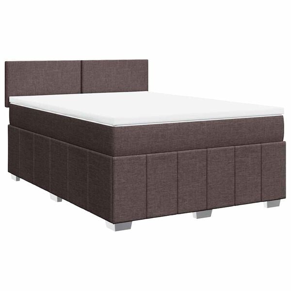 vidaXL Cama com molas/colch&atilde;o 140x190 cm tecido castanho-escuro