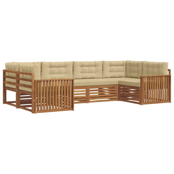 vidaXL Conjuntos de sof&aacute;s com almofada 6 pcs Natural e Bege