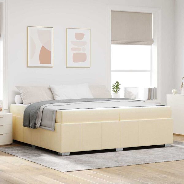 vidaXL Estrutura da Cama com colch&atilde;o Creme 200 x 200 cm tecido