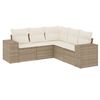 vidaXL 5 pcs conjunto de sof&aacute;s p/ jardim com almofad&otilde;es vime PE bege