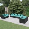 vidaXL 8 pcs conjunto lounge de jardim c/ almofadões vime PE preto