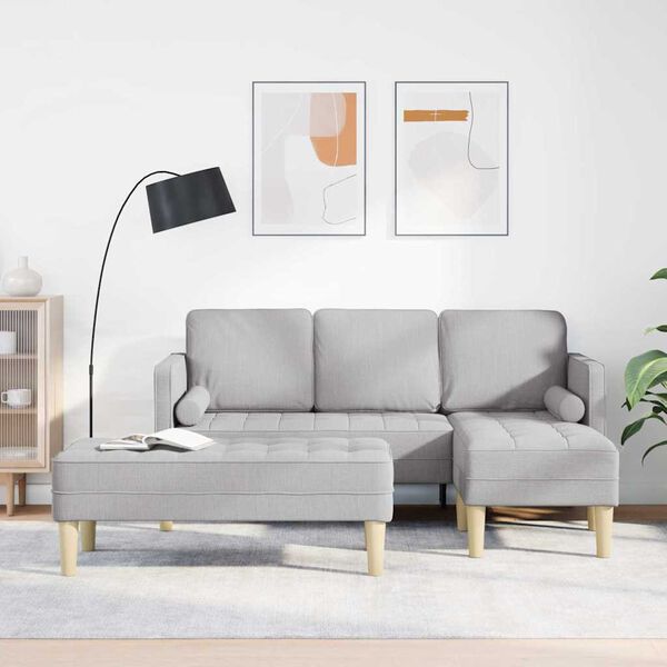 vidaXL Conjunto de Sof&aacute;s com almofada 2 pcs Cinza Nuvem Poli&eacute;ster