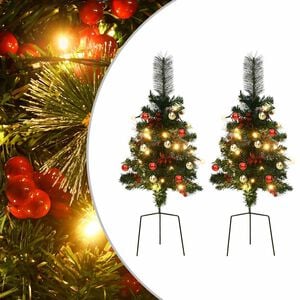 vidaXL &Aacute;rvore de Natal artificial de exterior pr&eacute;-iluminada 2 pcs PVC