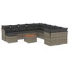 vidaXL 12 pcs conjunto de sof&aacute;s jardim c/ almofad&otilde;es vime PE cinzento