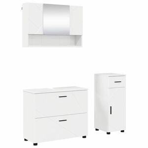 vidaXL Conjunto de M&oacute;veis para Banheiro 3 pcs Branco Brilhante