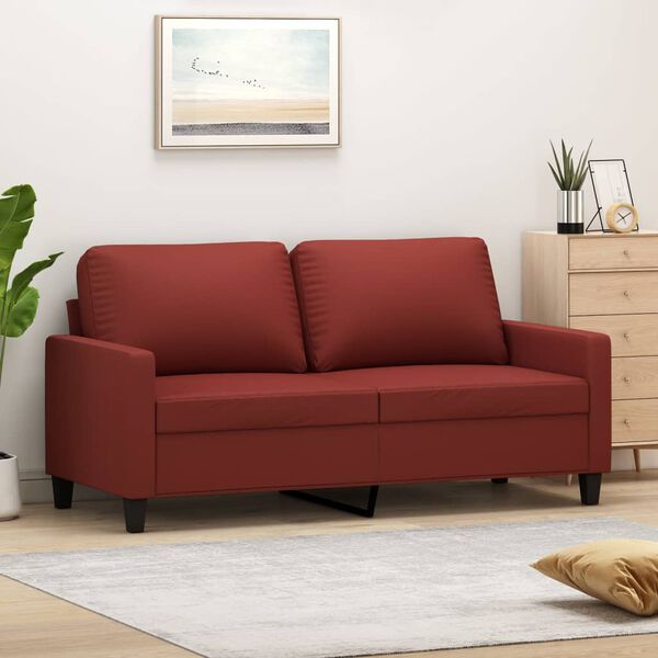 vidaXL Sof&aacute; de 2 lugares 140 cm couro artificial vermelho tinto